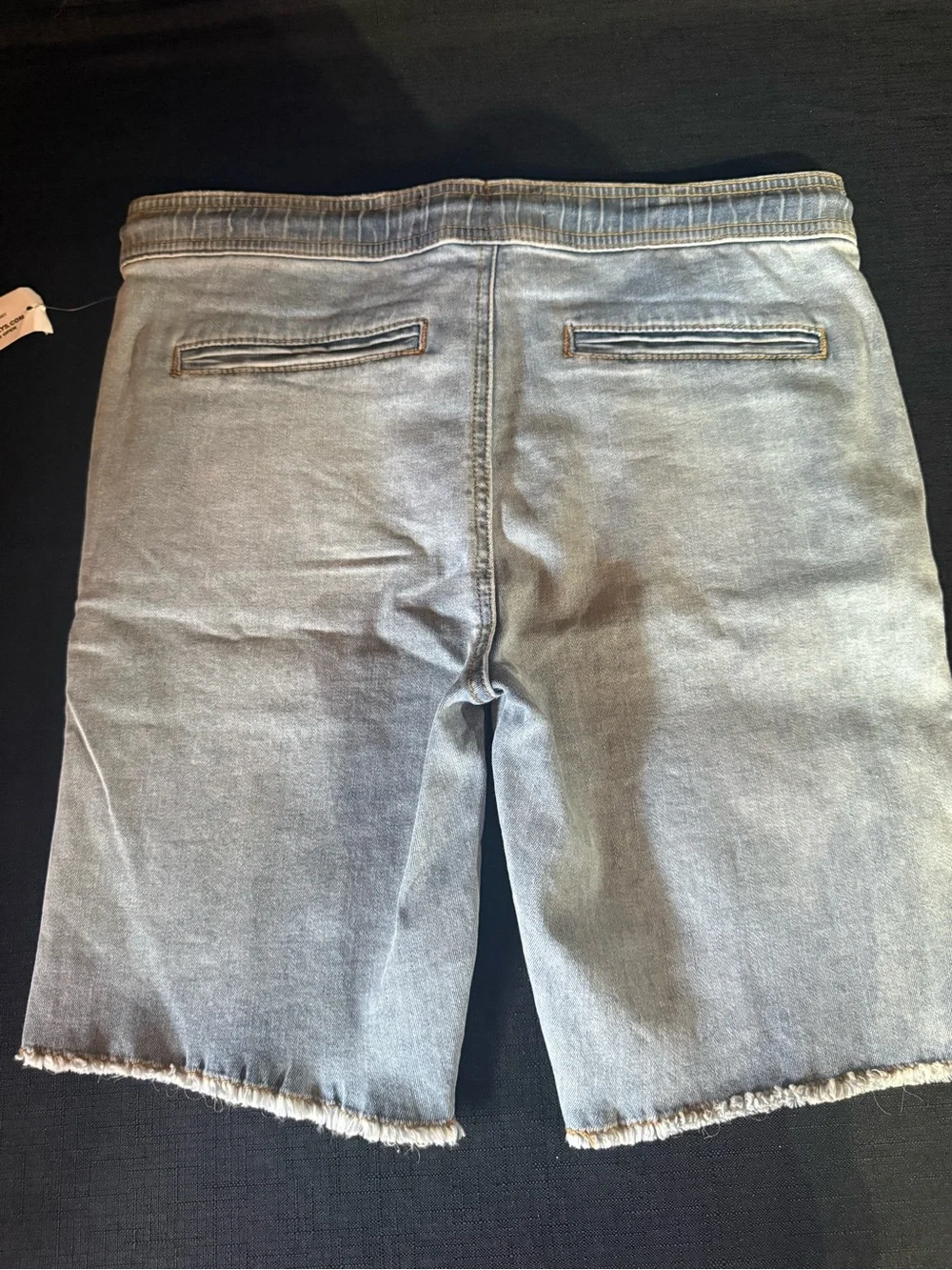 RSQ Light Blue Denim Drawstring Frayed-Hem Shorts